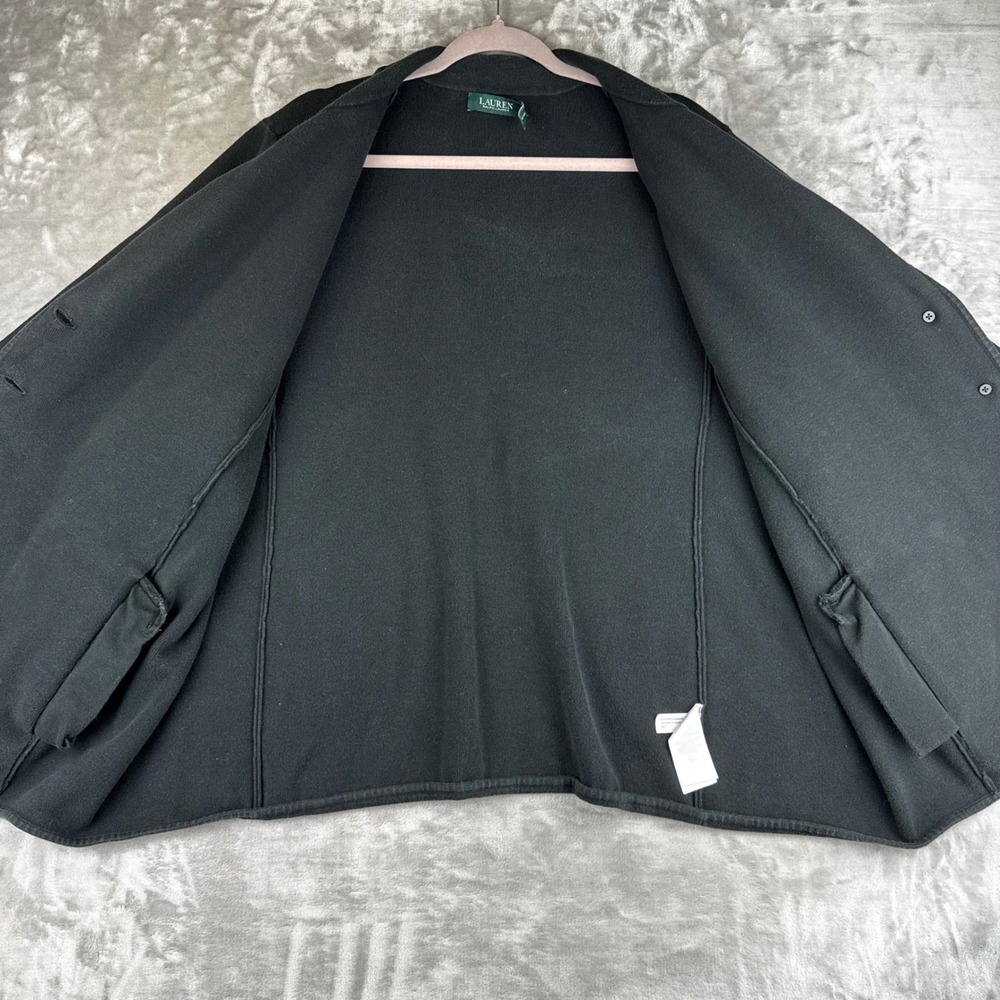 Lauren Ralph Lauren Knit Blazer Womens 3X Black Cotton Blend Button (1554) - Picture 5 of 12